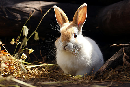 小兔子草地上坐着图片