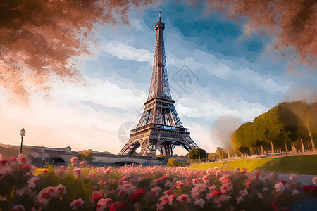 巴黎艾菲尔铁塔背景图片