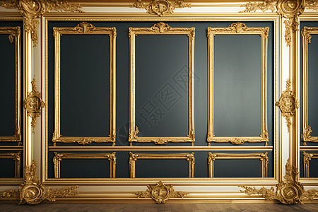 镶嵌金框的古老相框图片