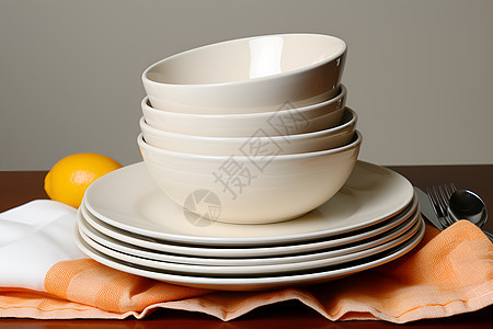 白色的瓷器餐具背景图片