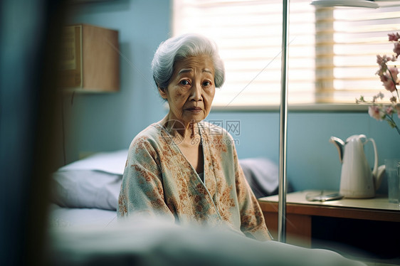 病房中的老年妇女图片