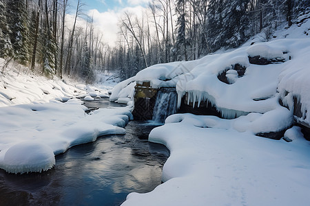 冬日林溪背景图片