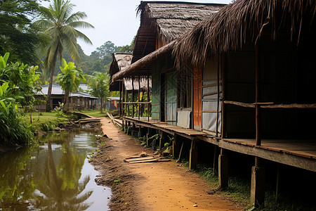 丛林木屋丛林之美的木屋背景