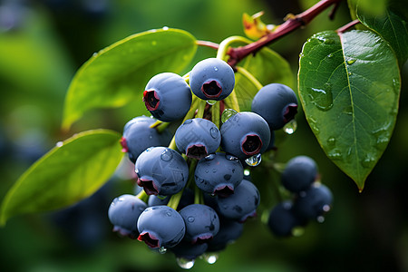 蓝莓树上挂满了一串串的蓝莓图片