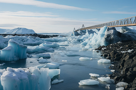 冰岛冰川上的桥梁图片