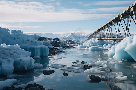 冰桥与冰湖背景图片