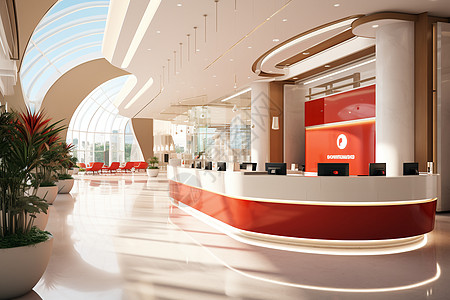 现代时尚设计的银行大厅图片