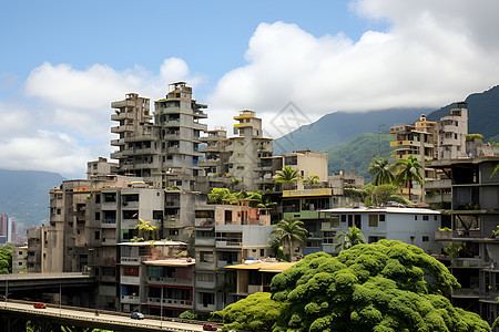 高楼林立山水交融的现代化都市景观图片