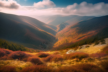 美丽的秋季山谷景观图片