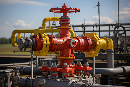 彩色管道和阀门的石油化工厂图片