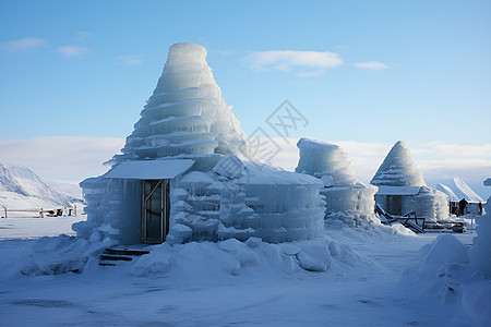 自然雪景中的冰屋图片