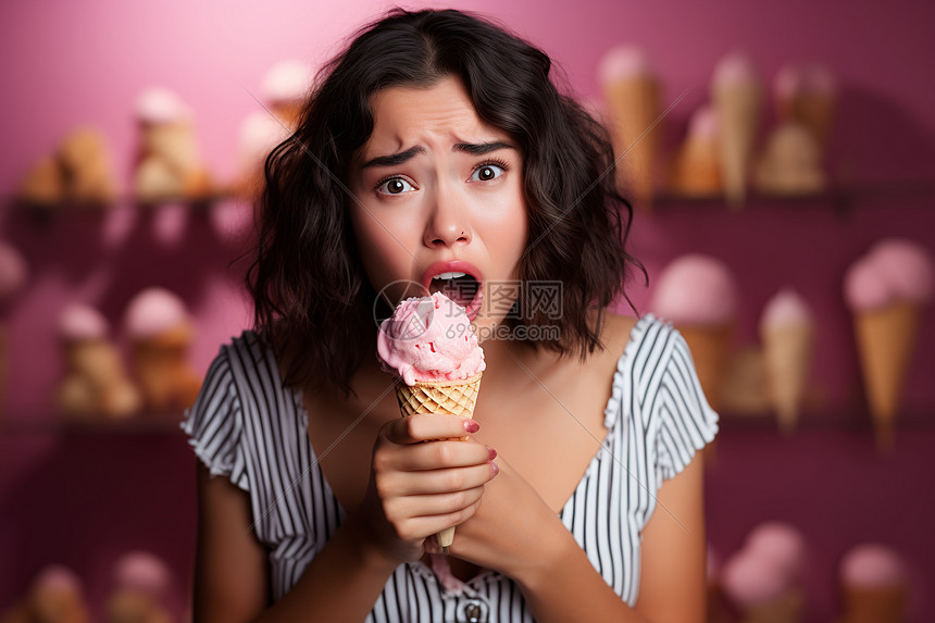 甜食治愈悲伤情绪的女子图片