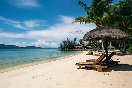海滩上的休息椅背景图片