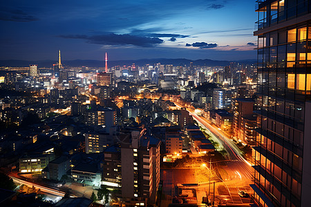 夜景下的城市风景图片