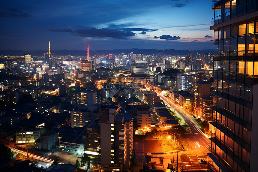 夜景下的城市风景图片