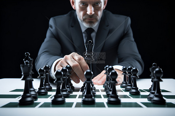 正在下棋的商人图片