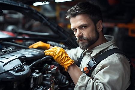 修理汽车的男工人图片