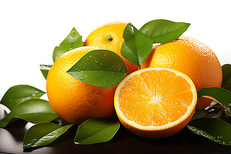 桌面上新鲜多汁的橙子图片
