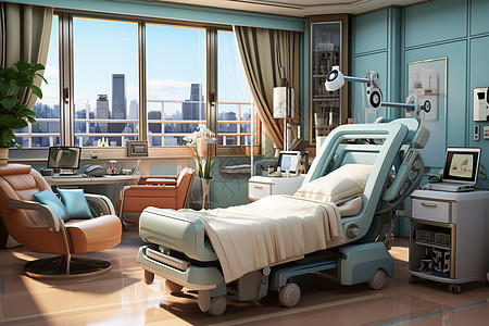 现代医院的高级病房背景图片