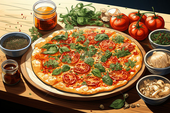 美味诱人的意大利披萨图片