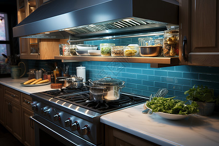 现代科技的室内家居厨房场景图片