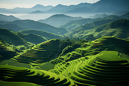 富饶的乡村梯田图片