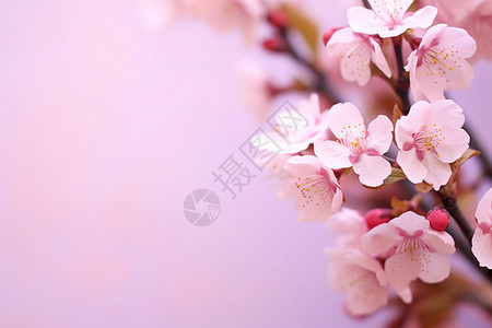 春季花园中绽放的樱花花朵背景图片