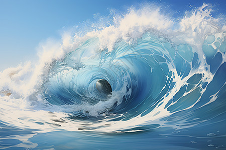 浩渺的海浪逐波翻腾背景图片