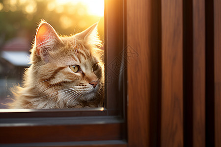 窗边的可爱小猫背景图片