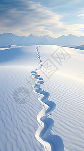 雪地上留下的足迹图片