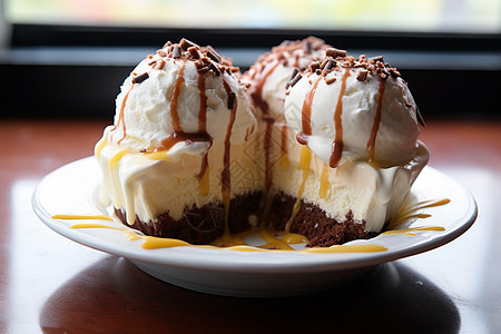 蛋糕上的冰淇淋图片