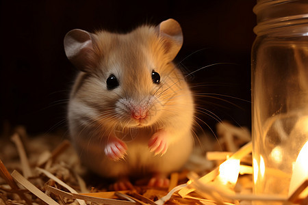 小仓鼠与蜡烛图片