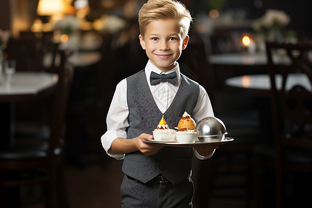 餐厅中一个小男孩图片