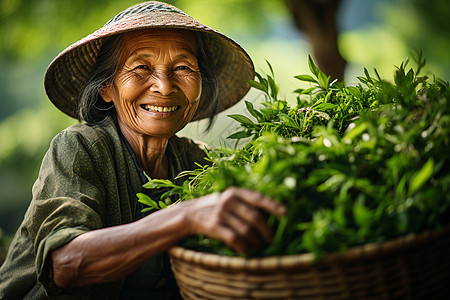 户外开心的老年女士背景图片