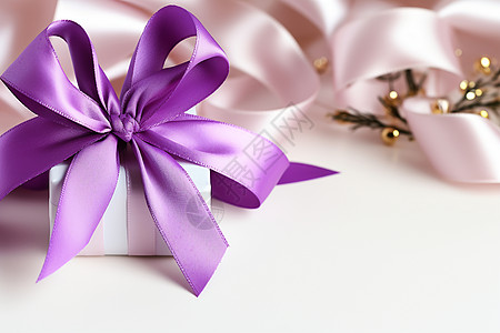 蝴蝶结的紫色丝带高清图片
