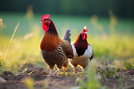 田野中的农业公鸡图片