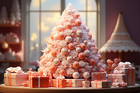 粉色圣诞树背景