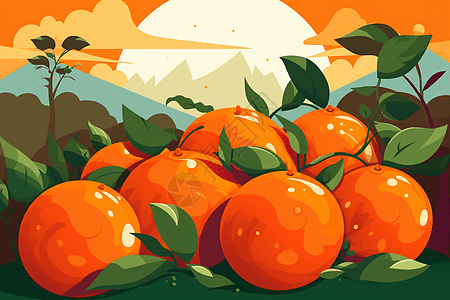 丰收的柑橘橘子树叶高清图片