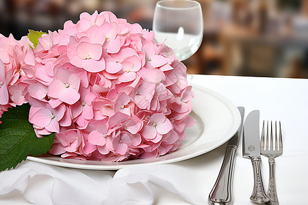 浪漫婚宴上的粉色花朵图片
