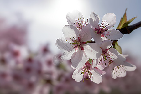 阳光下盛开的樱花背景图片