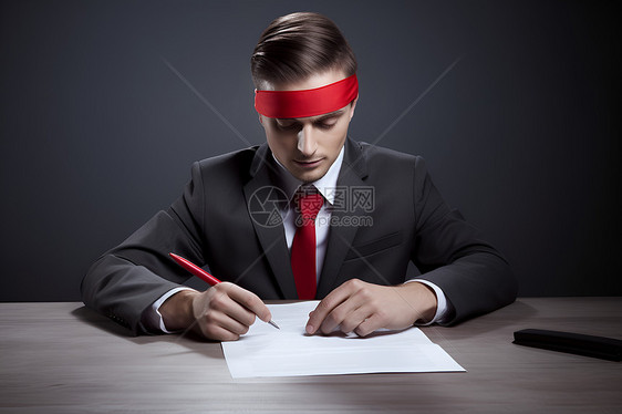盲目签署合同的男人图片