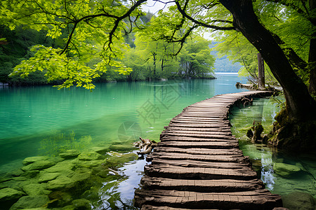 步道树下的河流背景