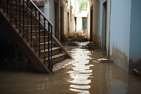 水灾损坏的房子图片