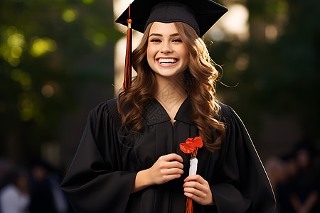 穿着学士服的大学女生图片