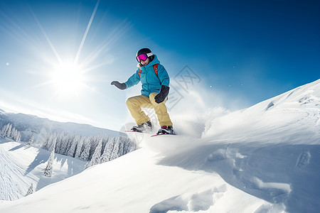 雪山上滑雪的女人图片