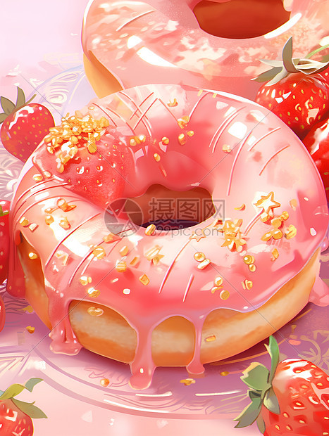 甜甜圈的插画图片