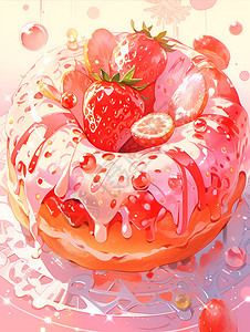 甜蜜的草莓甜甜圈广告图片