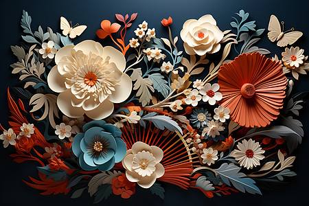 传统花卉艺术插画图片