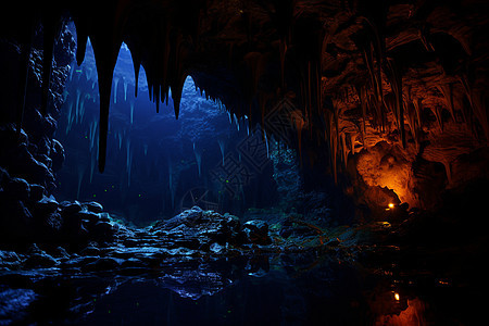 洞穴中的钟乳石笋图片
