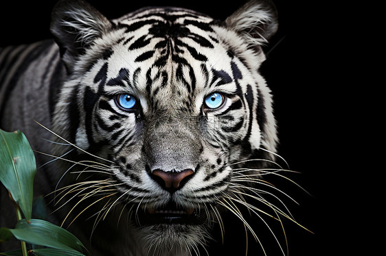 蓝眼睛的白虎图片